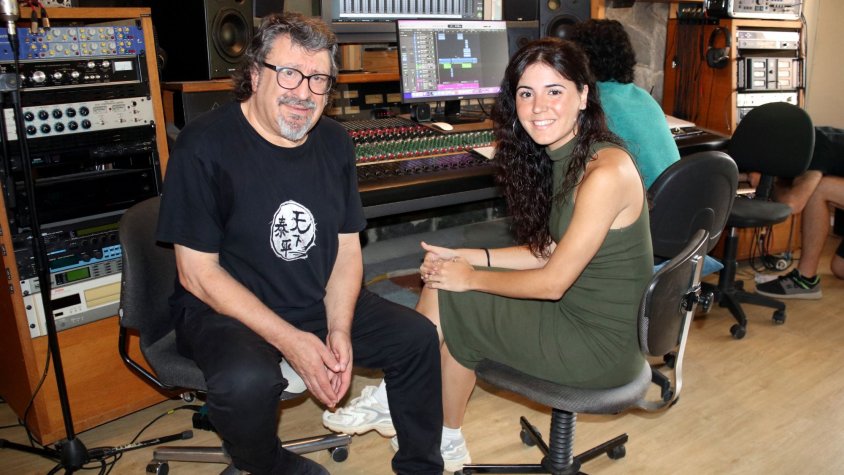 Pep Sala i Estela durant l'edició del disc