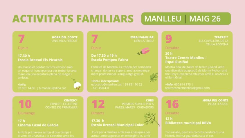 Calendari d'activitats.